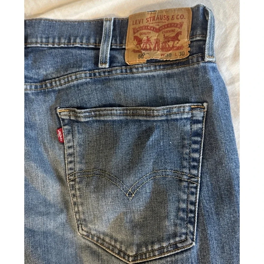Levis 505 Jeans Mens 38x30 Regular Fit Straight‎ Blue Medium Wash Denim